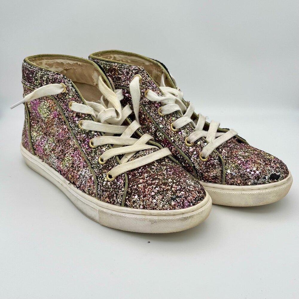 Steve Madden Glitter High-Top Sneakers, Size 7.5, Multicolor